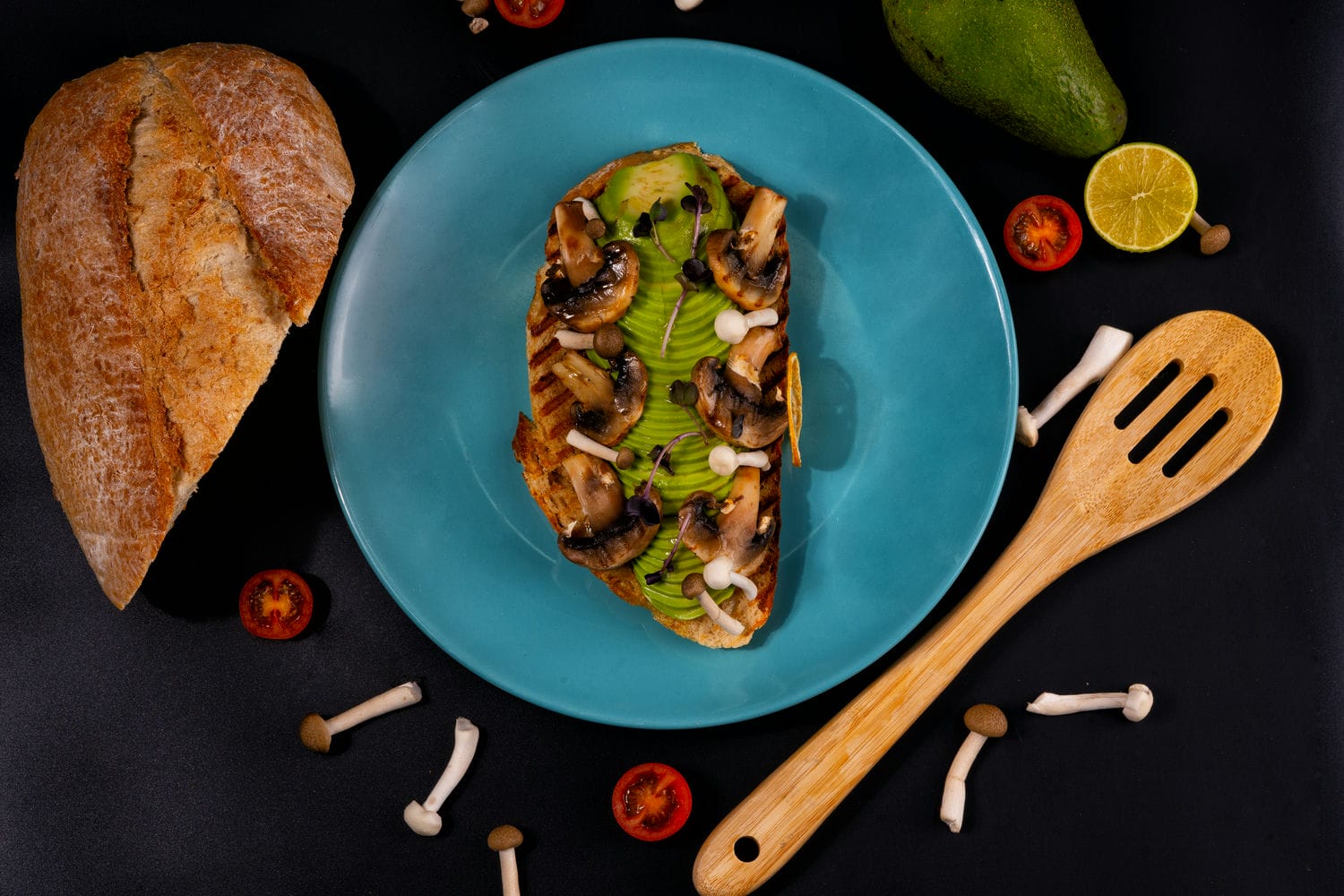 Mushroom Avocado slice bread